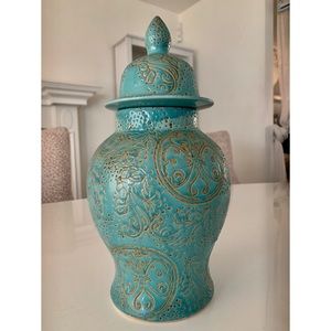 Turquoise blue ceramic vase